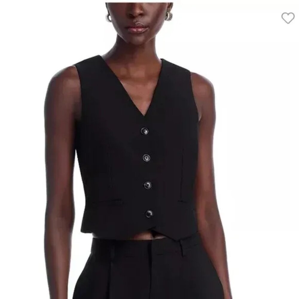 AQUA NEW Black button front Vest Bloom Exclusive size Small